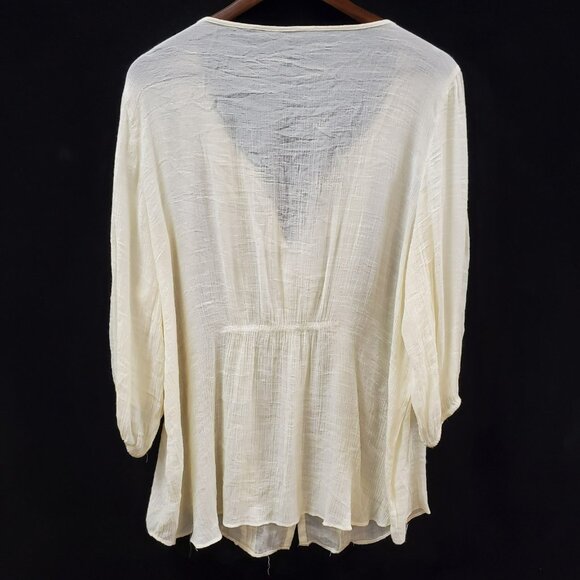 Spense Womens Sheer Gauzy Cottagecore Top Size 1X Ivory Bohemian Lightweight - Picture 3 of 12